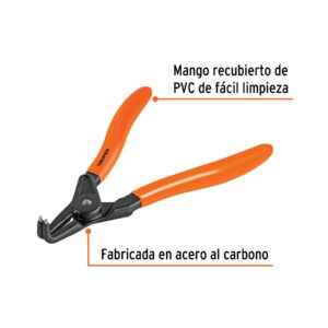 Pinza punta a 90° 6-3/4 para abrir anillos, mango de PVC