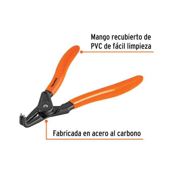 Pinza punta a 90° 6-3/4 para abrir anillos, mango de PVC