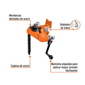 Prensa de cadena para tubo 2-1/2, cuerpo de hierro nodular